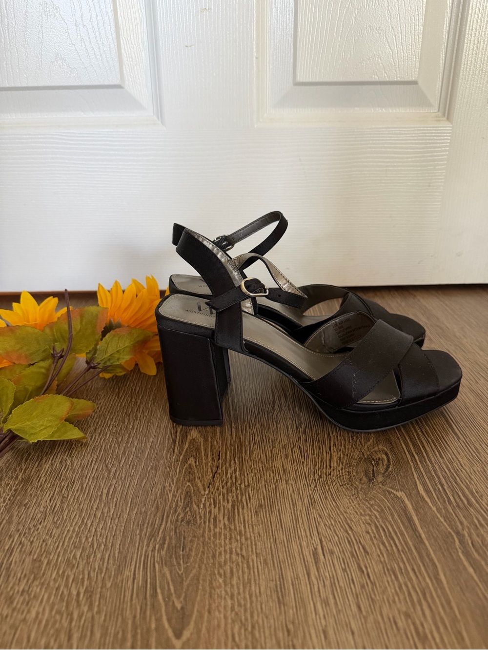 Worthington Black Platform Block Heel Sandals